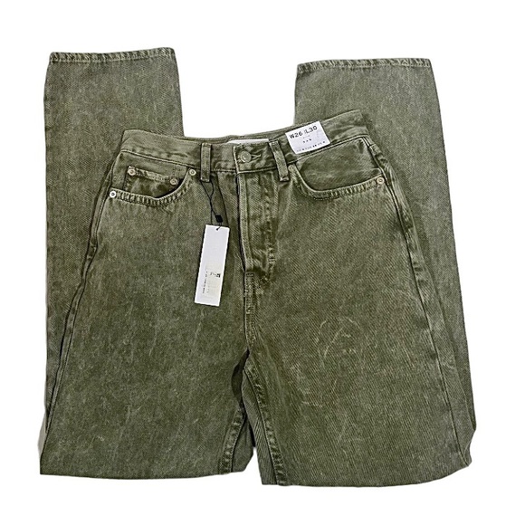 NWT TOPSHOP Dad Jeans Straight Leg Slim Fit Denim Relaxed Trench Grunge Gray New - Picture 5 of 11